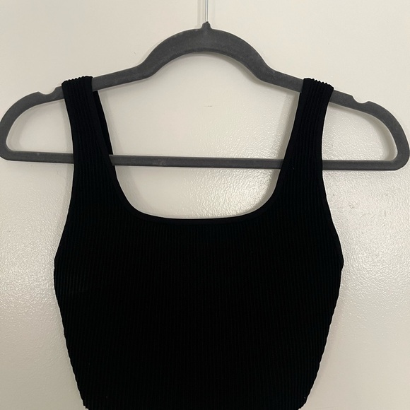 Babaton Sculpt Knit Squareneck Cropped Tank - Black - Picture 2 of 4